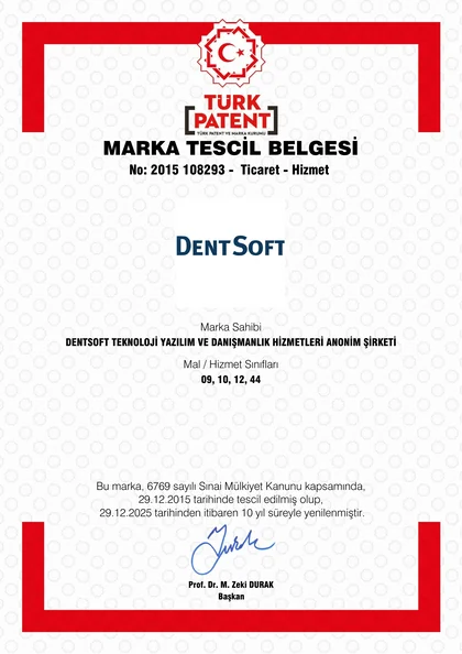 DentSoft Marka Tescil Belgesi